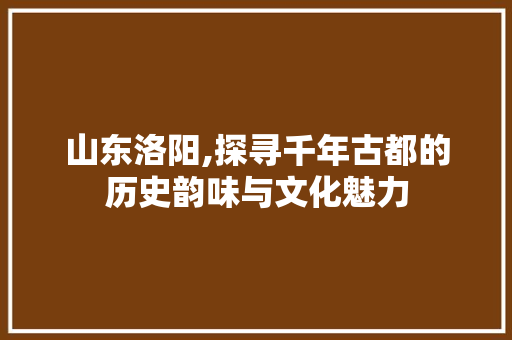 山东洛阳,探寻千年古都的历史韵味与文化魅力