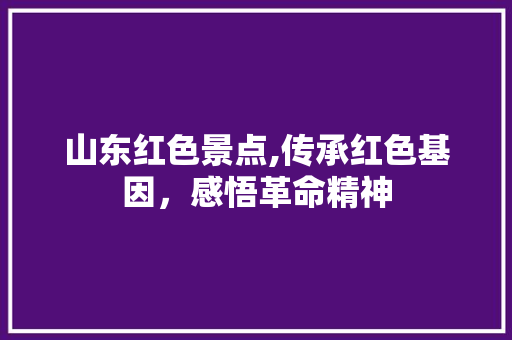 山东红色景点,传承红色基因，感悟革命精神