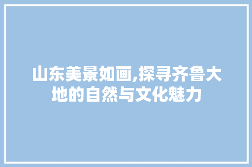 山东美景如画,探寻齐鲁大地的自然与文化魅力