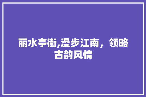 丽水亭街,漫步江南，领略古韵风情  第1张