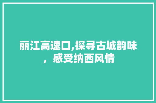 丽江高速口,探寻古城韵味，感受纳西风情  第1张