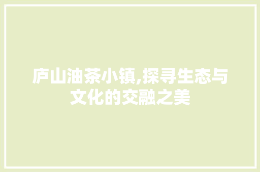 庐山油茶小镇,探寻生态与文化的交融之美