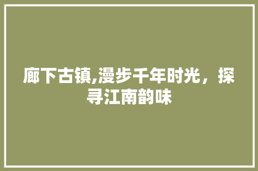 廊下古镇,漫步千年时光，探寻江南韵味