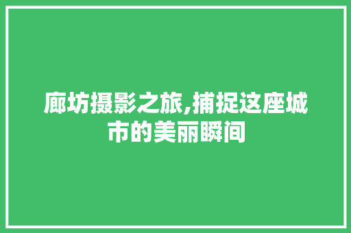 廊坊摄影之旅,捕捉这座城市的美丽瞬间