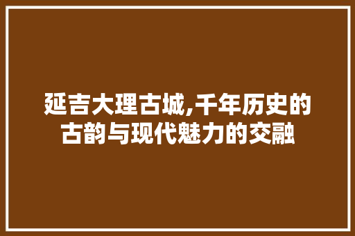 延吉大理古城,千年历史的古韵与现代魅力的交融