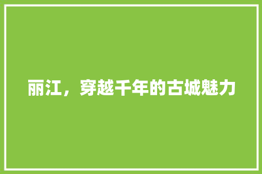 丽江，穿越千年的古城魅力  第1张