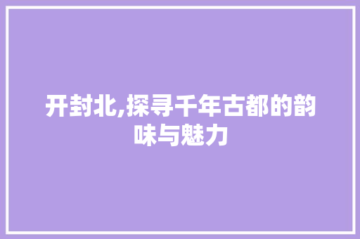 开封北,探寻千年古都的韵味与魅力