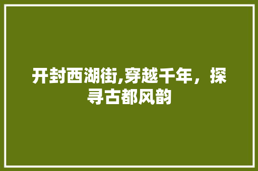 开封西湖街,穿越千年，探寻古都风韵