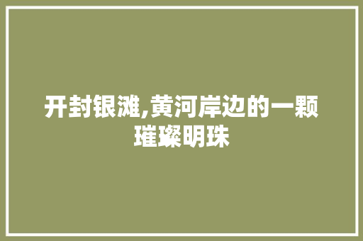 开封银滩,黄河岸边的一颗璀璨明珠