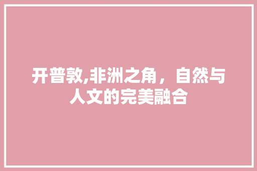 开普敦,非洲之角，自然与人文的完美融合