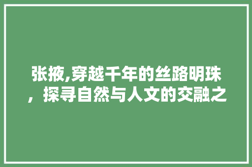 张掖,穿越千年的丝路明珠，探寻自然与人文的交融之美