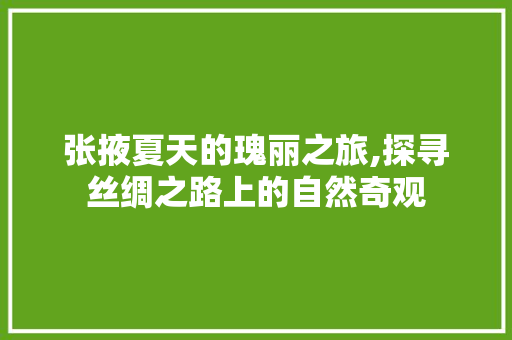 张掖夏天的瑰丽之旅,探寻丝绸之路上的自然奇观