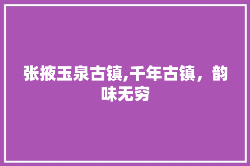 张掖玉泉古镇,千年古镇，韵味无穷