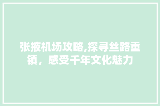 张掖机场攻略,探寻丝路重镇，感受千年文化魅力