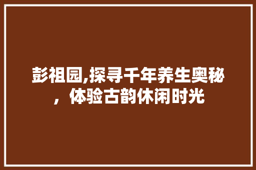 彭祖园,探寻千年养生奥秘，体验古韵休闲时光