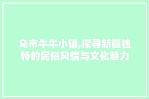 乌市牛牛小镇,探寻新疆独特的民俗风情与文化魅力