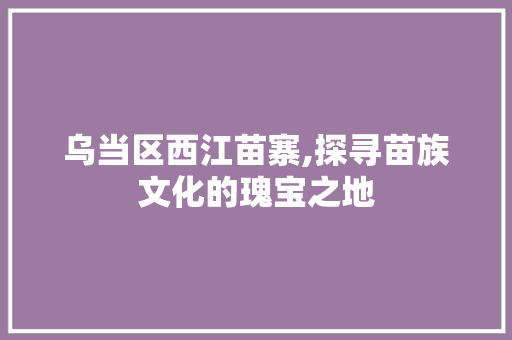 乌当区西江苗寨,探寻苗族文化的瑰宝之地  第1张