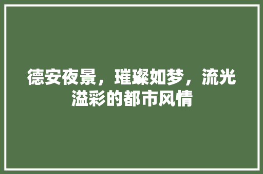 德安夜景，璀璨如梦，流光溢彩的都市风情