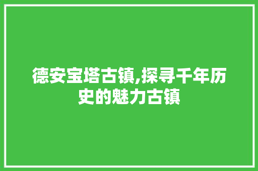 德安宝塔古镇,探寻千年历史的魅力古镇