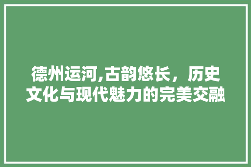 德州运河,古韵悠长，历史文化与现代魅力的完美交融