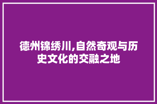 德州锦绣川,自然奇观与历史文化的交融之地