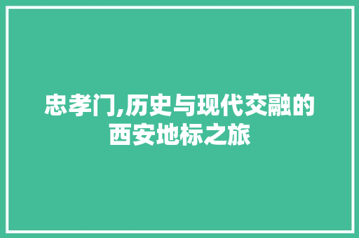 忠孝门,历史与现代交融的西安地标之旅