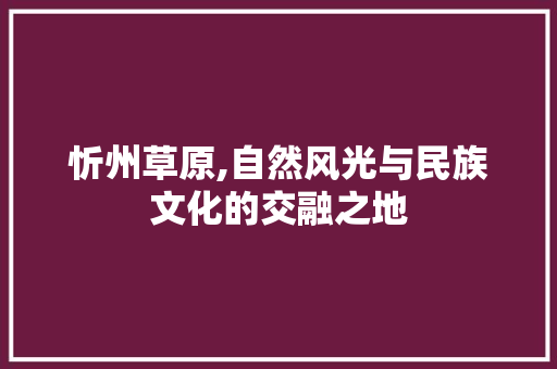 忻州草原,自然风光与民族文化的交融之地