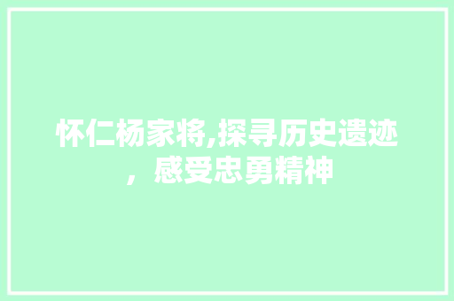 怀仁杨家将,探寻历史遗迹，感受忠勇精神