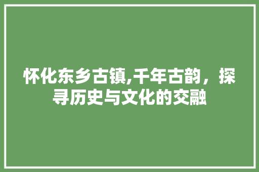 怀化东乡古镇,千年古韵，探寻历史与文化的交融