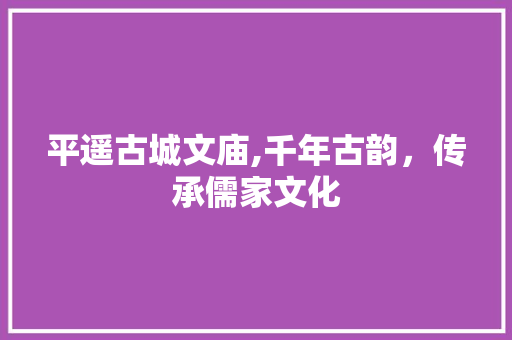 平遥古城文庙,千年古韵，传承儒家文化