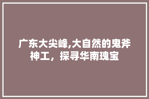 广东大尖峰,大自然的鬼斧神工，探寻华南瑰宝