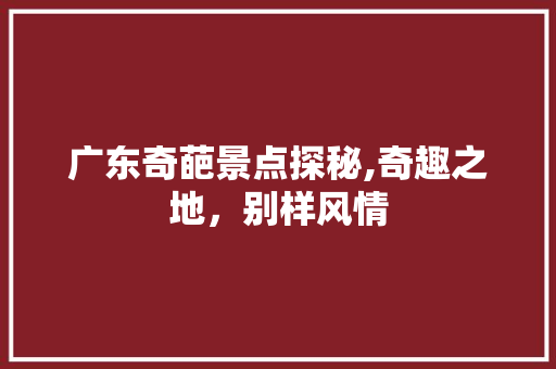 广东奇葩景点探秘,奇趣之地，别样风情