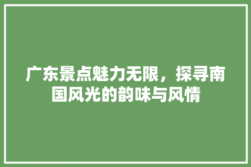 广东景点魅力无限，探寻南国风光的韵味与风情