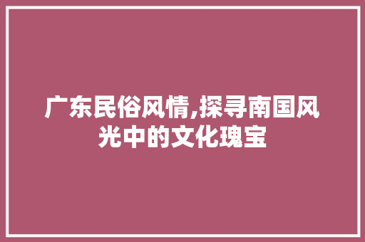 广东民俗风情,探寻南国风光中的文化瑰宝