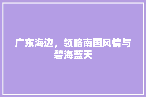 广东海边，领略南国风情与碧海蓝天