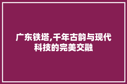 广东铁塔,千年古韵与现代科技的完美交融