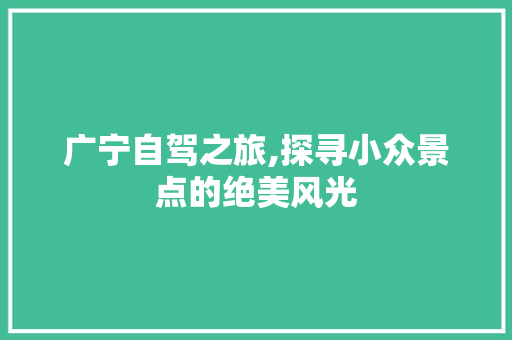 广宁自驾之旅,探寻小众景点的绝美风光