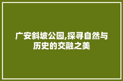 广安斜坡公园,探寻自然与历史的交融之美