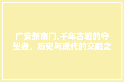 广安新南门,千年古城的守望者，历史与现代的交融之地