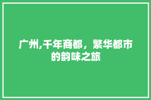 广州,千年商都，繁华都市的韵味之旅