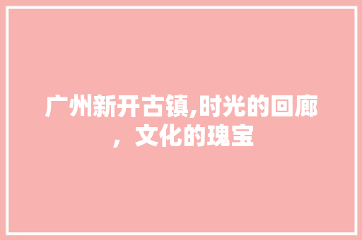 广州新开古镇,时光的回廊，文化的瑰宝