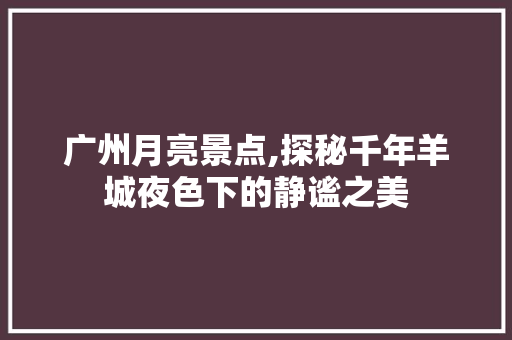 广州月亮景点,探秘千年羊城夜色下的静谧之美