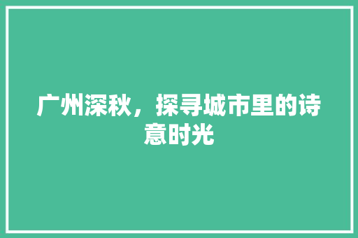 广州深秋，探寻城市里的诗意时光