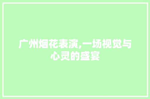 广州烟花表演,一场视觉与心灵的盛宴