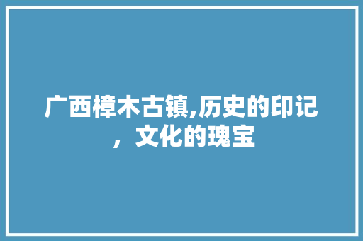 广西樟木古镇,历史的印记，文化的瑰宝