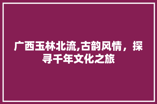 广西玉林北流,古韵风情，探寻千年文化之旅