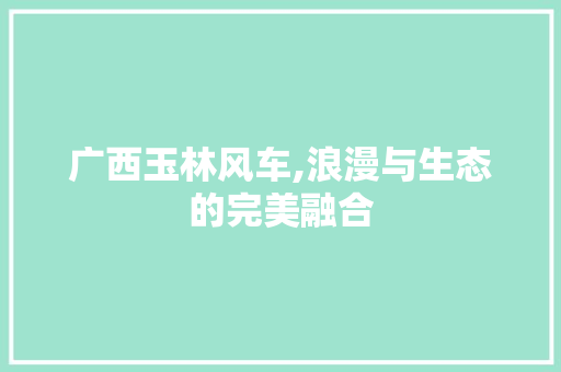 广西玉林风车,浪漫与生态的完美融合