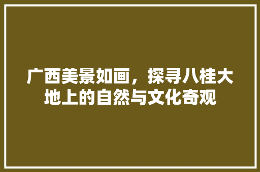 广西美景如画，探寻八桂大地上的自然与文化奇观