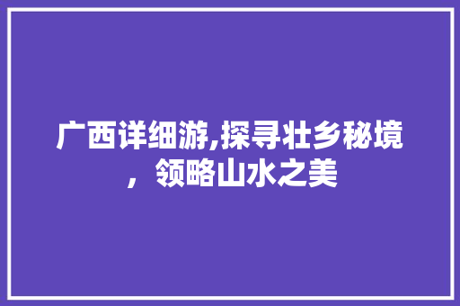 广西详细游,探寻壮乡秘境，领略山水之美