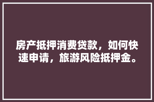 房产抵押消费贷款，如何快速申请，旅游风险抵押金。